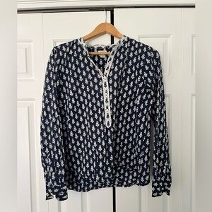 J. Crew Navy Medallion Blouse - Medium